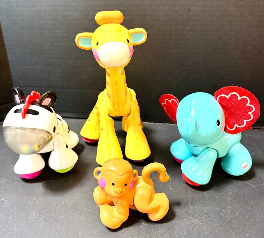 Fisher Price AMAZING ANIMALS Click Clack Toys elephant monkey giraffe zebra
